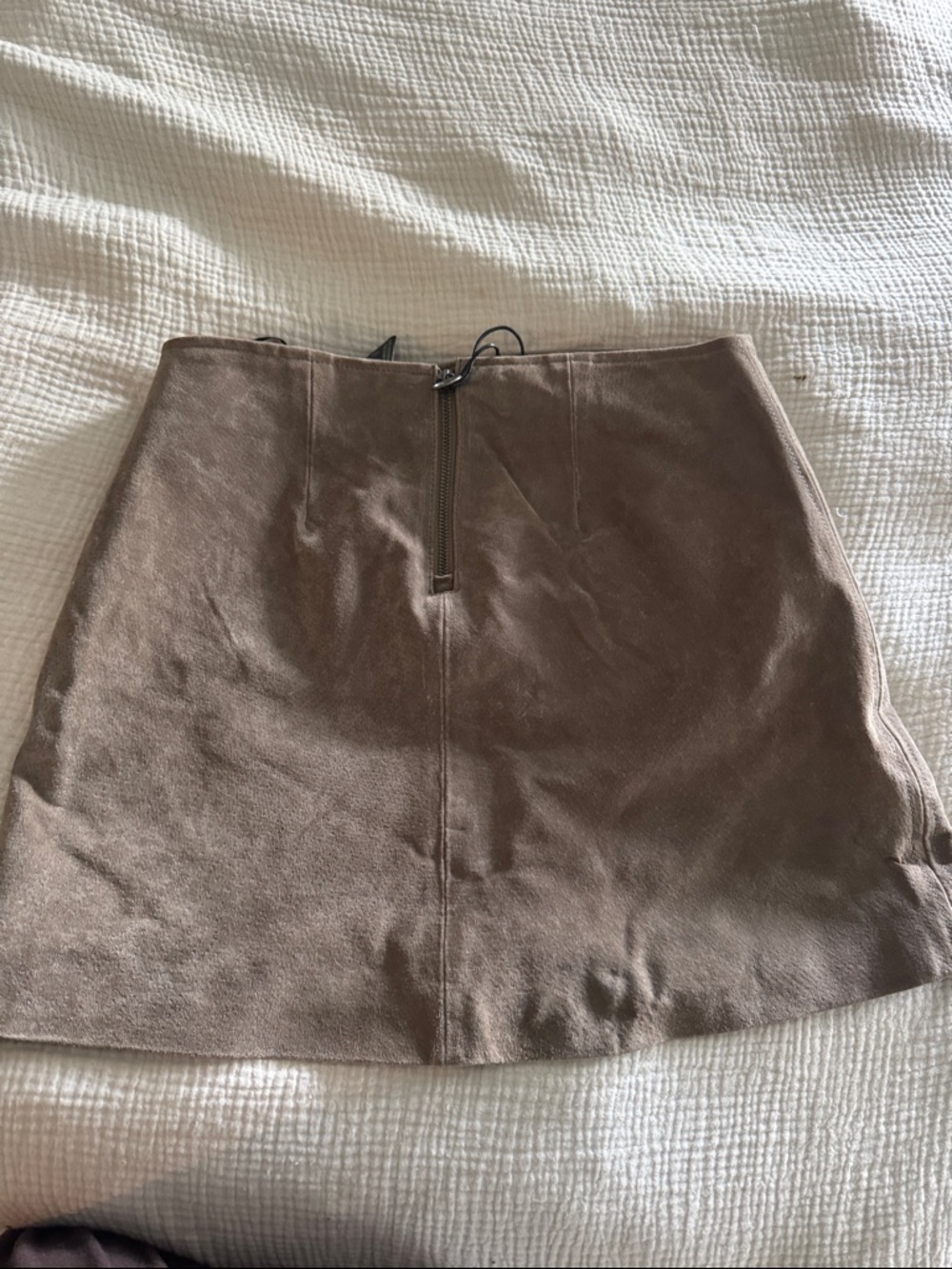 BLaNKNYC Suede-Look Taupe Mini Skirt